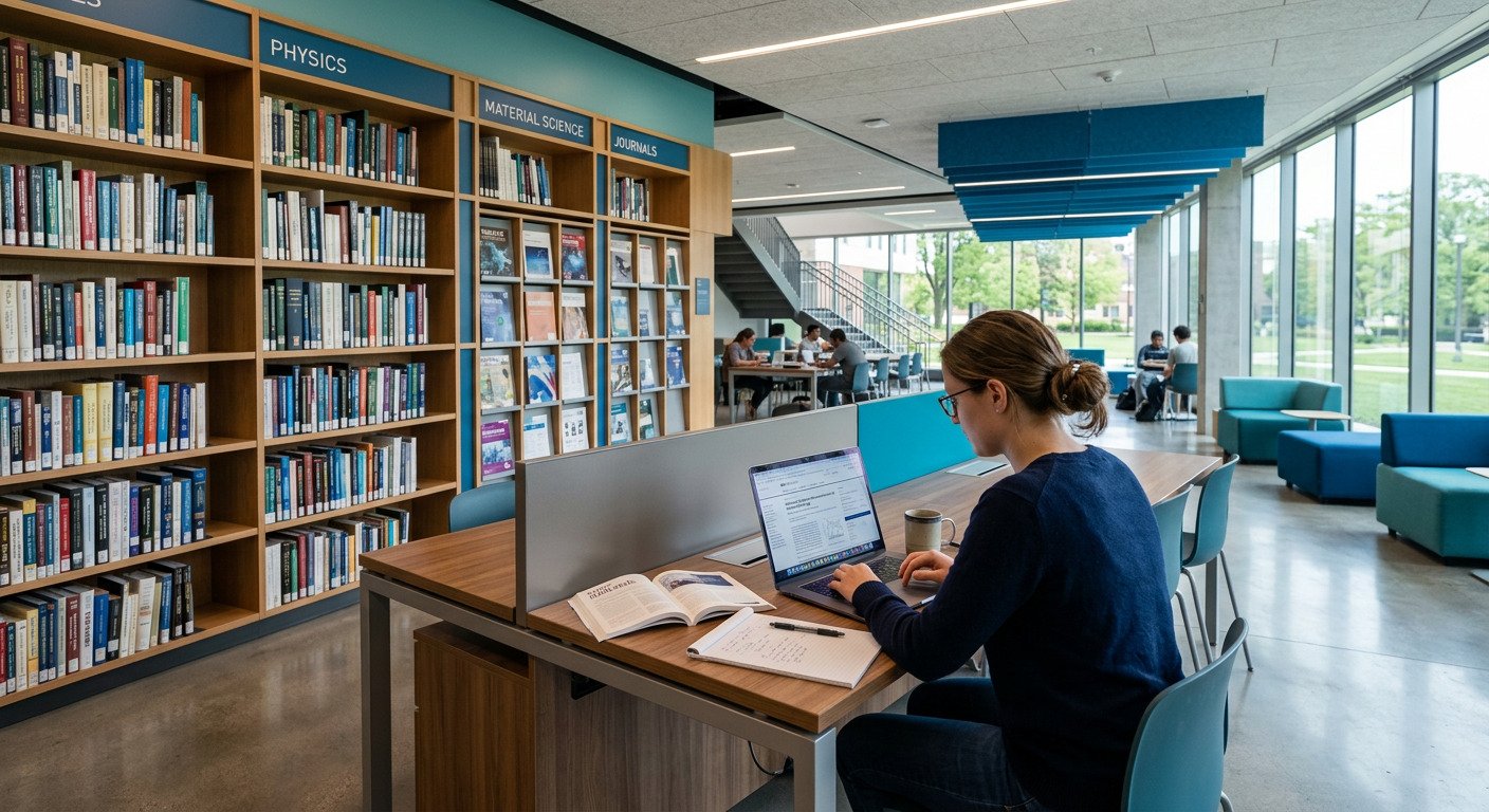 Research library with journals and scientific articles