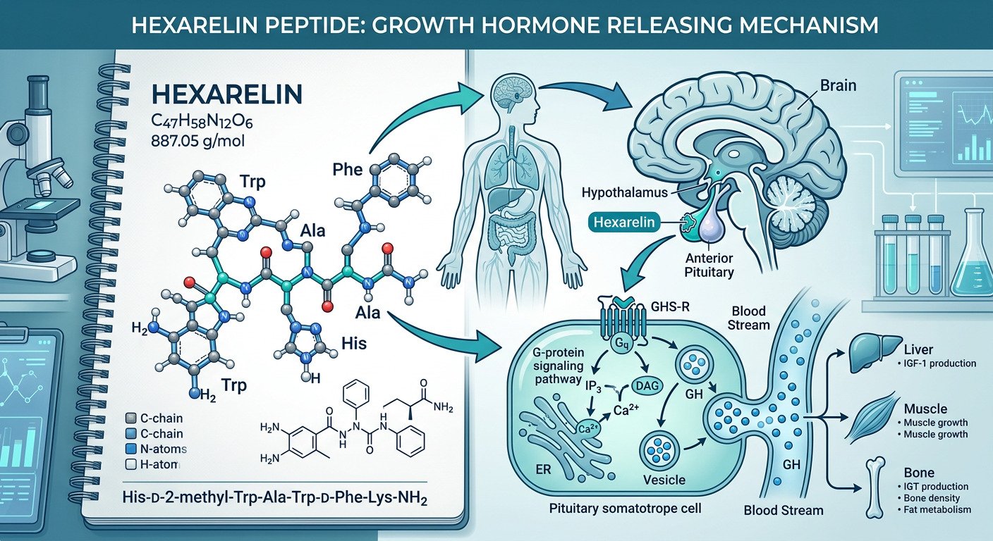 Growth hormone secretagogue peptide research illustration