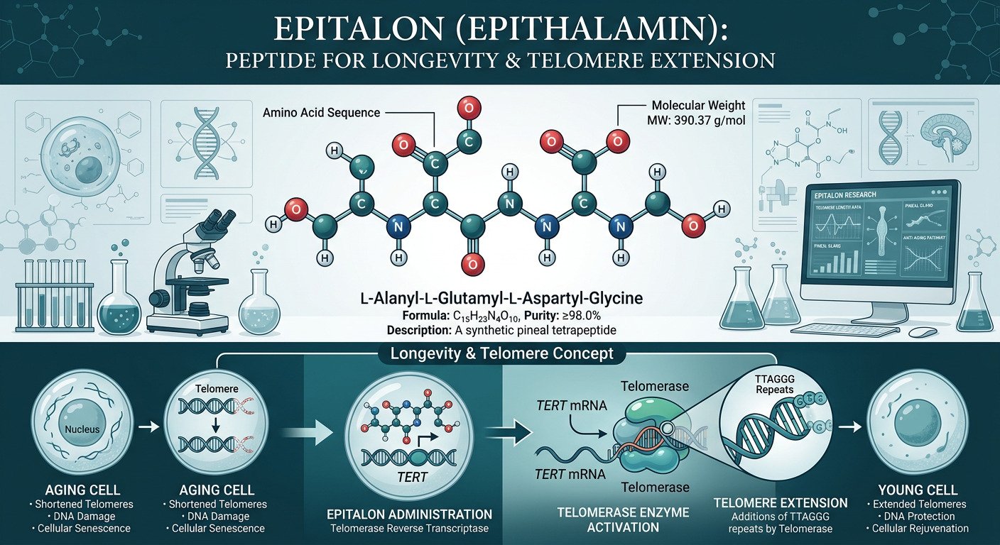 Longevity peptide research illustration