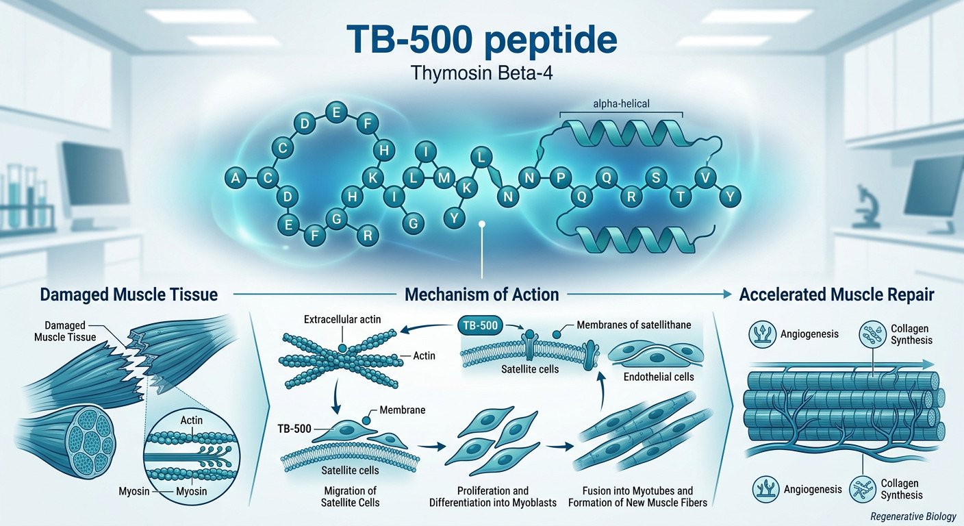 Peptide muscle recovery research illustration